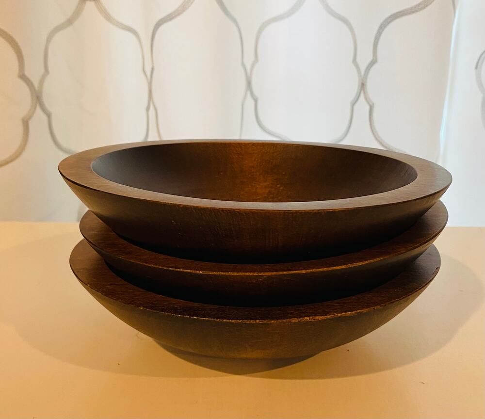 Vintage Vermont Wood Specialties Salad Bowls 6 3/4", Lot of 3